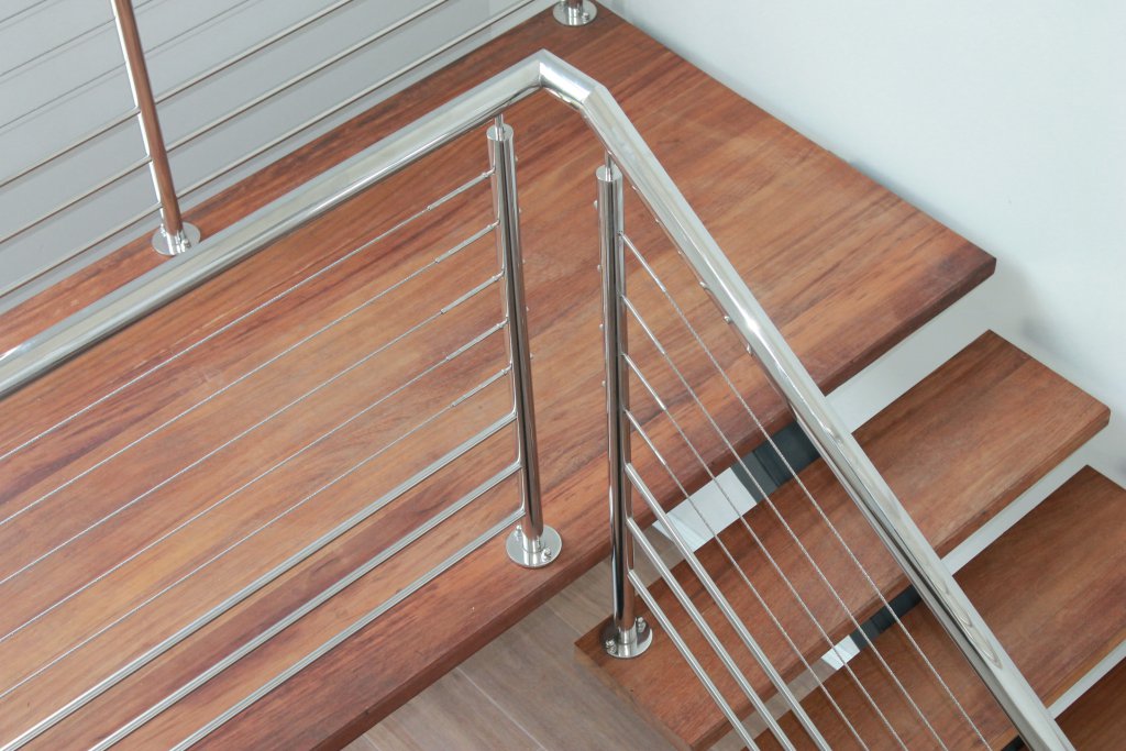 Stainless Steel Balustrades - Top fixed to stairs