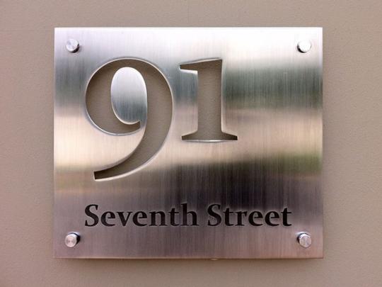 Brushed Stainless Steel Cut-out Plate Signage with Mounting Spacers